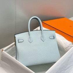 Top Replica Hermes Birkin Bag 25cm/30cm Light Blue Clemence Silver Hardware
