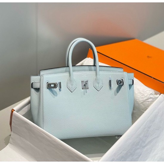 Super Clone Replica Hermes Birkin Bag 25cm/30cm Light Blue Clemence Silver Hardware Top Replica Hermes Birkin Bag 25cm/30cm Light Blue Clemence Silver Hardware