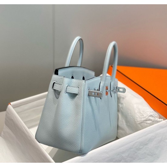 Super Clone Replica Hermes Birkin Bag 25cm/30cm Light Blue Clemence Silver Hardware Top Replica Hermes Birkin Bag 25cm/30cm Light Blue Clemence Silver Hardware