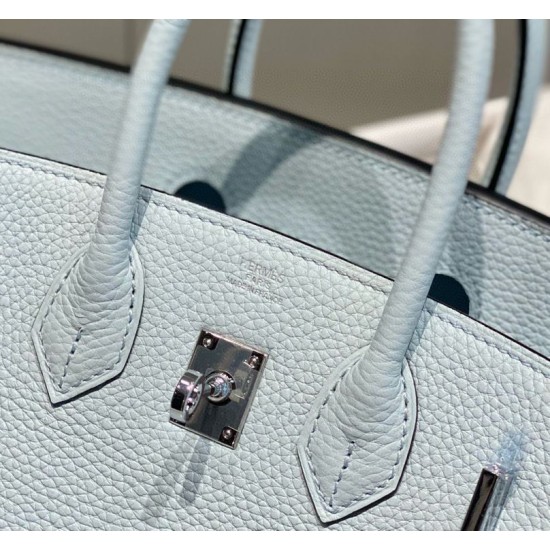 Super Clone Replica Hermes Birkin Bag 25cm/30cm Light Blue Clemence Silver Hardware Top Replica Hermes Birkin Bag 25cm/30cm Light Blue Clemence Silver Hardware