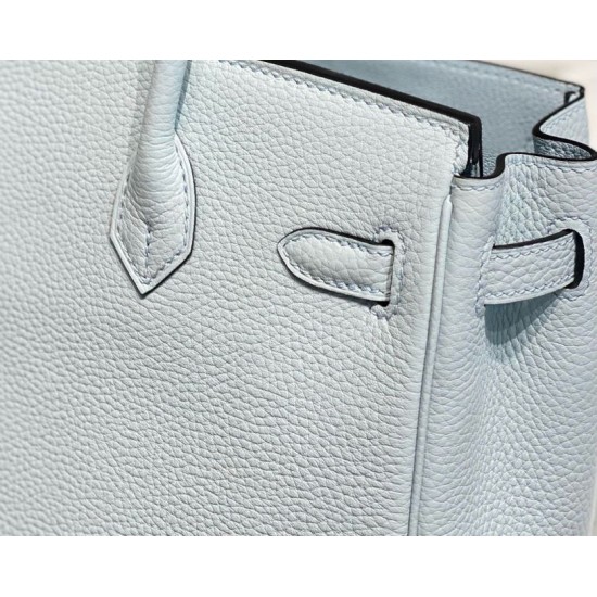 Super Clone Replica Hermes Birkin Bag 25cm/30cm Light Blue Clemence Silver Hardware Top Replica Hermes Birkin Bag 25cm/30cm Light Blue Clemence Silver Hardware