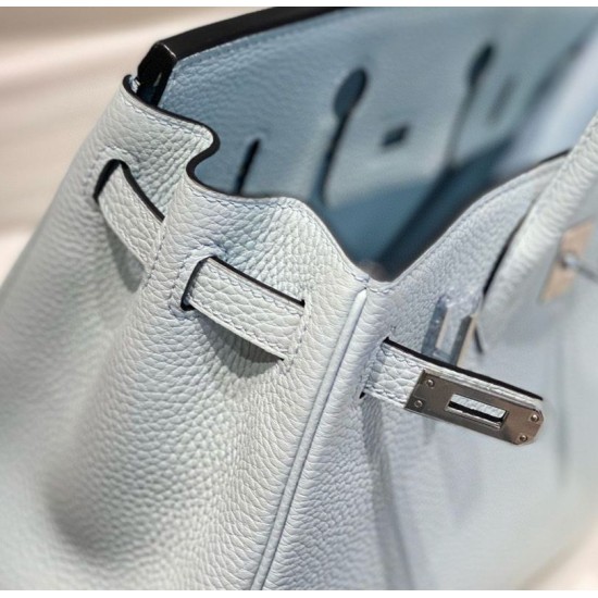 Super Clone Replica Hermes Birkin Bag 25cm/30cm Light Blue Clemence Silver Hardware Top Replica Hermes Birkin Bag 25cm/30cm Light Blue Clemence Silver Hardware