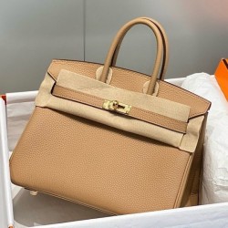 Top Replica Hermes Birkin Bag 25cm/30cm Camel Clemence Gold Hardware