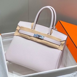 Top Replica Hermes Birkin Bag 25cm/30cm Pink Clemence Silver Hardware
