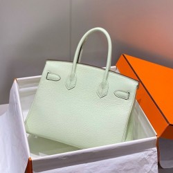 Top Replica Hermes Birkin Bag 25cm/30cm Light Green Clemence Silver Hardware