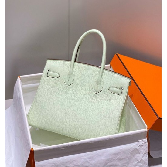 Super Clone Replica Hermes Birkin Bag 25cm/30cm Light Green Clemence Silver Hardware Top Replica Hermes Birkin Bag 25cm/30cm Light Green Clemence Silver Hardware