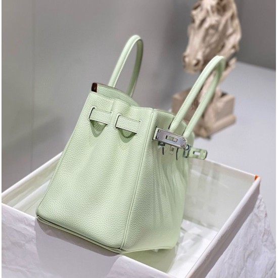 Super Clone Replica Hermes Birkin Bag 25cm/30cm Light Green Clemence Silver Hardware Top Replica Hermes Birkin Bag 25cm/30cm Light Green Clemence Silver Hardware