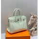 Super Clone Replica Hermes Birkin Bag 25cm/30cm Light Green Clemence Silver Hardware Top Replica Hermes Birkin Bag 25cm/30cm Light Green Clemence Silver Hardware