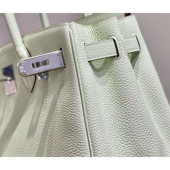 Super Clone Replica Hermes Birkin Bag 25cm/30cm Light Green Clemence Silver Hardware Top Replica Hermes Birkin Bag 25cm/30cm Light Green Clemence Silver Hardware