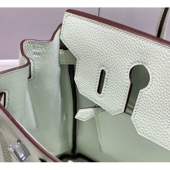 Super Clone Replica Hermes Birkin Bag 25cm/30cm Light Green Clemence Silver Hardware Top Replica Hermes Birkin Bag 25cm/30cm Light Green Clemence Silver Hardware