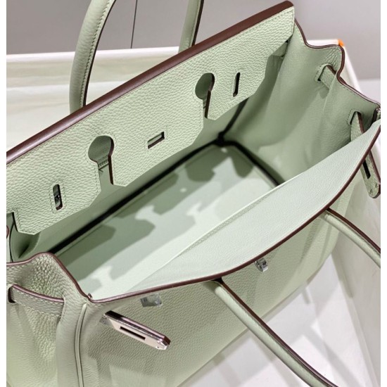 Super Clone Replica Hermes Birkin Bag 25cm/30cm Light Green Clemence Silver Hardware Top Replica Hermes Birkin Bag 25cm/30cm Light Green Clemence Silver Hardware