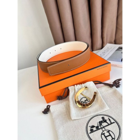 Top Replica Hermes Luck 38MM Reversible Belt with Gold Epsom Buckle