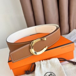 Top Replica Hermes Luck 38MM Reversible Belt with Gold Epsom Buckle