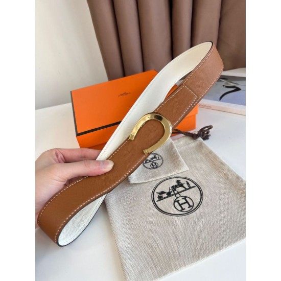 Top Replica Hermes Luck 38MM Reversible Belt with Gold Epsom Buckle