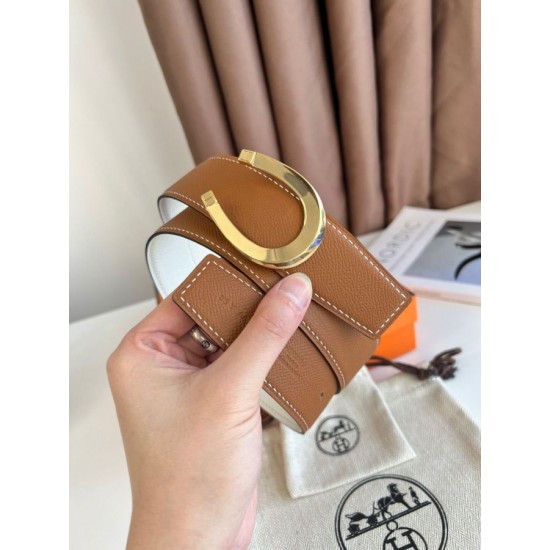 Top Replica Hermes Luck 38MM Reversible Belt with Gold Epsom Buckle