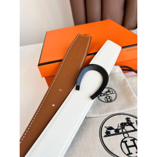 Top Replica Hermes Luck 38MM Reversible Belt with Black Epsom Buckle