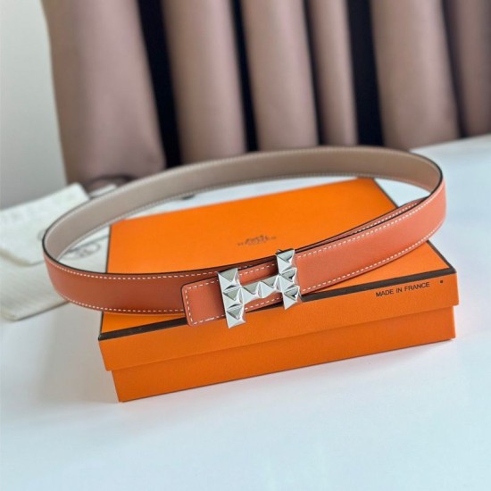 Top Replica Hermes H Medor 24MM Reversible Belt in Epsom Gray