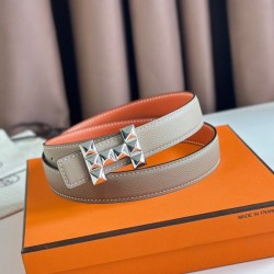 Top Replica Hermes H Medor 24MM Reversible Belt in Epsom Gray