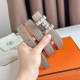 Top Replica Hermes H Medor 24MM Reversible Belt in Epsom Gray