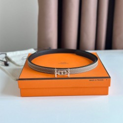 Top Replica Hermes Ancre 13MM Women's Reversible Belt in Epsom Gray