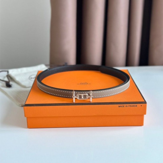 Top Replica Hermes Ancre 13MM Women's Reversible Belt in Epsom Gray