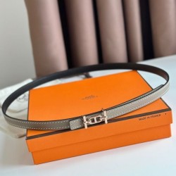 Top Replica Hermes Ancre 13MM Women's Reversible Belt in Epsom Gray
