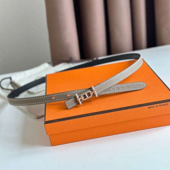 Top Replica Hermes Ancre 13MM Women's Reversible Belt in Epsom Gray