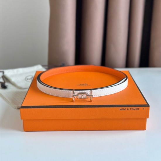 Top Replica Hermes Ancre 13MM Women's Reversible Belt in Epsom Orange