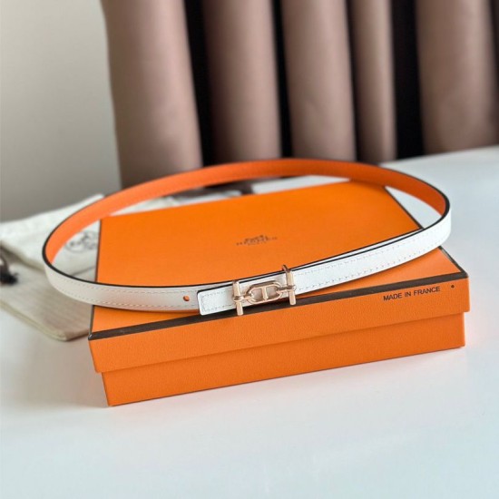 Top Replica Hermes Ancre 13MM Women's Reversible Belt in Epsom Orange
