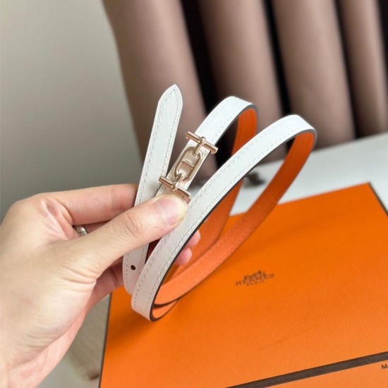 Top Replica Hermes Ancre 13MM Women's Reversible Belt in Epsom Orange