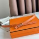Top Replica Hermes Ancre 13MM Women's Reversible Belt in Epsom Orange