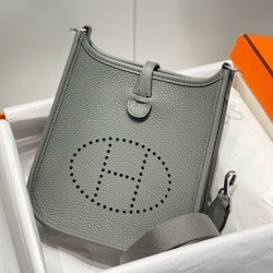 Top Replica Hermes Evelyne III TPM Gray Clemence Bag