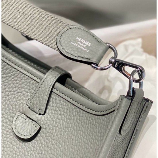 Top Replica Hermes Evelyne III TPM Gray Clemence Bag