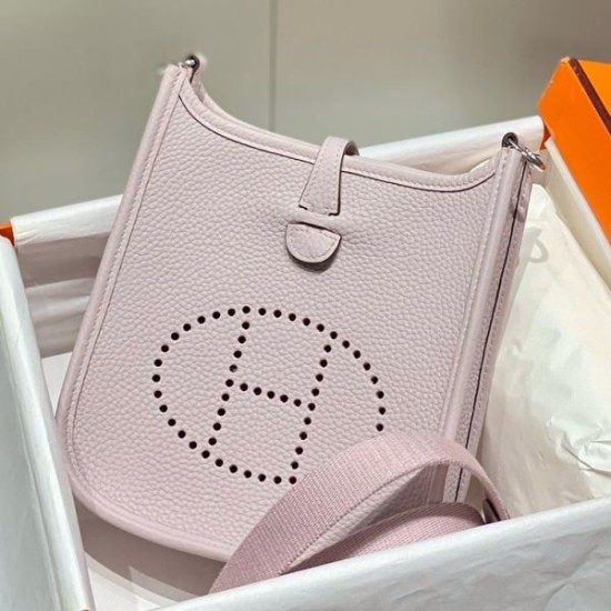 Top Replica Hermes Evelyne III TPM Pale Mauve Clemence Bag