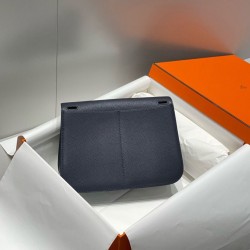 Top Replica Hermes Halzan 25 Dark Blue Clemence Bag