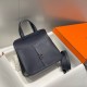 Top Replica Hermes Halzan 25 Dark Blue Clemence Bag