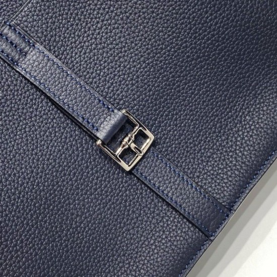 Top Replica Hermes Halzan 25 Dark Blue Clemence Bag