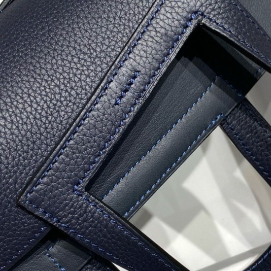 Top Replica Hermes Halzan 25 Dark Blue Clemence Bag