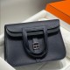 Top Replica Hermes Halzan 25 Dark Blue Clemence Bag