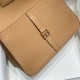 Top Replica Hermes Halzan 25 Dark Camel Clemence Bag