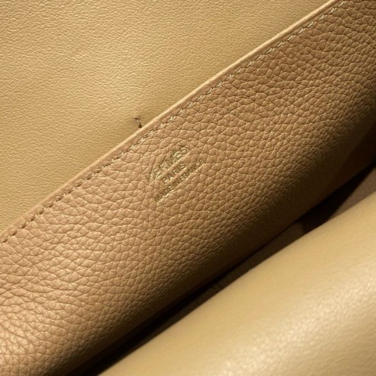 Top Replica Hermes Halzan 25 Dark Camel Clemence Bag