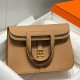 Top Replica Hermes Halzan 25 Dark Camel Clemence Bag