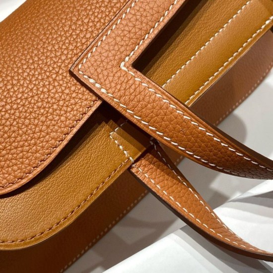 Top Replica Hermes Halzan 25 brown bag Clemence