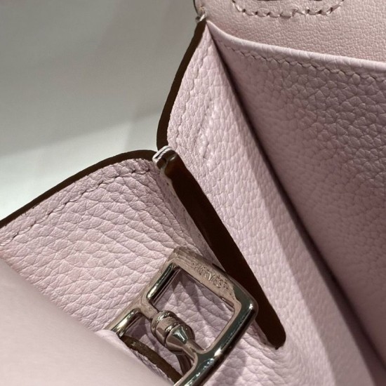 Top Replica Hermes Halzan 25 Light Purple Clemence Bag