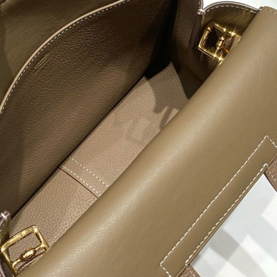 Top Replica Hermes Halzan 25 greyish brown clemence bag