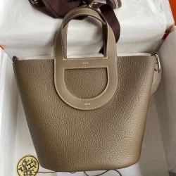 Top Replica Hermes In The Loop 18 Handmade Clemence Bag Brown