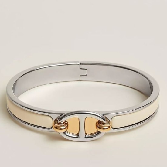 Top Replica Hermes Mini Clic Anchor Chain Bracelet Cream