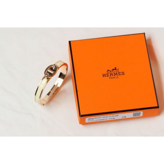 Top Replica Hermes Mini Clic Anchor Chain Bracelet Cream