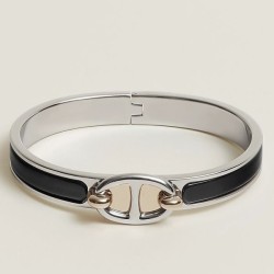 Top Replica Hermes Mini Clic Anchor Chain Bracelet Black