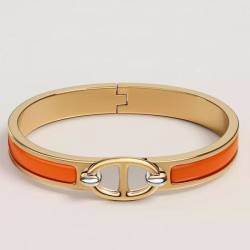 Top Replica Hermes Mini Clic Anchor Chain Bracelet Orange